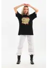 Omarı Baskılı Oversize T-Shirt - Siyah