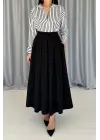 Siyah Uzun Pileli Etek