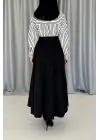 Siyah Uzun Pileli Etek