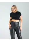 Omarı İnce Bel Detaylı Crop Üst