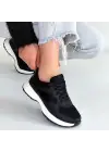 Slar Siyah Cilt Simli Bağcıklı Spor Ayakkabı