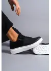 Omarı Fermuarlı Siyah Erkek Günlük Sneaker Ayakkabı