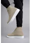 Omarı Yumuşak Süet Erkek Günlük Spor Bot - Krem