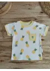Omarı Ananas Baskılı Bebek Takımı - Sarı Renk 3-12 Ay