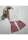 Omarı Kiraz Baskılı İspanyol Paçalı Kız Çocuk Takımı