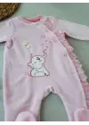 Omarı Romantik Fil Nakışlı Kız Bebek Tulumu