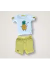 Omarı Bebek Ananas Nakışlı Sweatli Şortlu 2li Takım - Sarı
