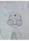 Omarı Minik Tavşan Nakışlı Bebek Tulumu Ekru