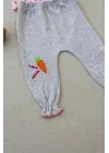 Omarı Havuç Tavşan Nakışlı Kız Bebek Zıbınlı Takı 3lü Set