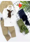 Omarı Pamuk Keten Gömlekli Pantolonlu 3lü Erkek Bebek Takımı