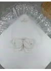 Omarı Yenidoğan Taç Nakışlı Soft Cotton Kundak Battaniyesi