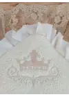 Omarı Yenidoğan Wool Yün Kumaş Taç Nakışlı Güpür Duvaklı Battaniye