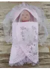 Omarı Yenidoğan Tül Örtülü Gül Bahçesi Kundak Bebek Battaniyesi