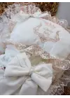 Omarı Yenidoğan Taç Nakışlı Trilüks Bej Set
