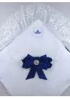 Omarı İnci Fiyonklu Yenidoğan Kadife Taçlı Dantelli Bebek Battaniyesi