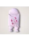 Omarı Yenidoğan Yapay Çiçek İşlemeli Lüks Bebek Battaniyesi Pembe