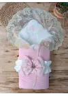 Omarı Yenidoğan Örgülü Trilüx Bebek Battaniyesi Kundak Pembe