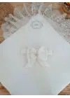 Omarı Yenidoğan Nakışlı Trilüks Kundak Bebek Battaniyesi - Ekru