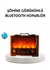 Şömine Efektli Solar Hoparlör Bluetooth 5.3 Radyo Aux Usb Tf Destekli