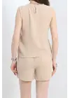 Şortlu Ayrobin takım bej