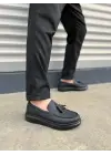 Sportif Erkek Ayakkabı Püsküllü Klasik Stil - Siyah