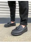 Sportif Erkek Ayakkabı Püsküllü Klasik Stil - Siyah