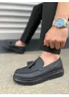 Sportif Erkek Ayakkabı Püsküllü Klasik Stil - Siyah
