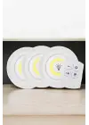 Spot Lamba Led Işık 3lü Uzaktan Kumandalı Pilli Yapışkanlı Kablosuz