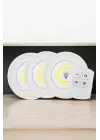 Spot Lamba Led Işık 3lü Uzaktan Kumandalı Pilli Yapışkanlı Kablosuz