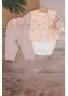 Stay Little Puan Desenli 3lü Hırkalı Kız Bebek Takım