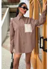 Omarı Arkası Yırtmaçlı Oversize Gömlek