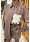 Omarı Arkası Yırtmaçlı Oversize Gömlek