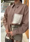 Omarı Arkası Yırtmaçlı Oversize Gömlek