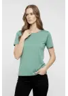 T-Shirt Bisiklet Yaka Slim Fit Likralı Tişört Günlük Basic Body - Mint Yeşili