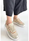 Tanwe Bej Cilt Bağcıklı Spor Ayakkabı