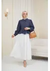 Taşlı Düğmeli Volan Detaylı Modal Gömlek Bluz -Laci