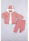 Tavşan Kulaklı Puanlı 3lü Kız Bebek Takım