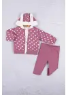 Tavşan Kulaklı Puanlı 3lü Kız Bebek Takım