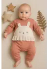 Tavşan Nakışlı Güpürlü % 100 Pamuk Kız Bebek Tulum
