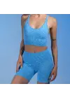 Tayt Crop Takım-Mavi