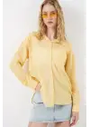 Tek Cepli Çizgili Oversize Gömlek 20375 - Sarı