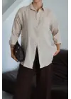 Tek cepli müslin gömlek bej pt