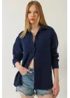 Tek cepli müslin gömlek lacivert pt