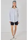 Tek Cepli Oversize Müslin Gömlek 20353 - Beyaz
