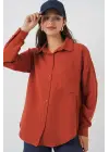 Tek Cepli Oversize Müslin Gömlek 20353 - Kiremit