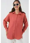 Tek Cepli Oversize Müslin Gömlek 20353 - Somon