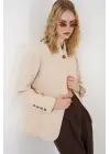 Tek Düğmeli Oversize Blazer Ceket 0749 - Bej