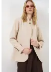 Tek Düğmeli Oversize Blazer Ceket 0749 - Bej
