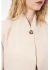 Tek Düğmeli Oversize Blazer Ceket 0749 - Bej