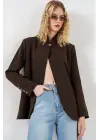 Tek Düğmeli Oversize Blazer Ceket 0749 - Kahverengi